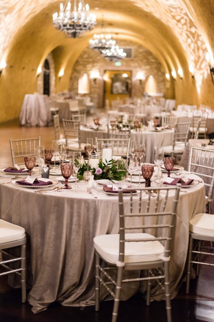 Indoor wine cave wedding reception at Meritage Resort and Spa